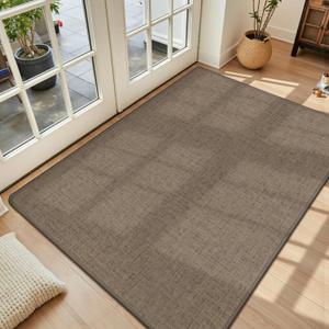 LEKEEPGO Ultra Thin Indoor Door Mat 36"x59", Low-Profile Door Mat Indoor Entrance, Non Slip Rubber Backing Inside Doormat Washable Welcome Front Entryway Dirt Trapper Entry Mat, Brown