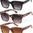 JOLISU Bifocal Sunglasses Reader - 3 Pack Lightweight Oversized Classic Style for Women Reading W/UV 400 Protection