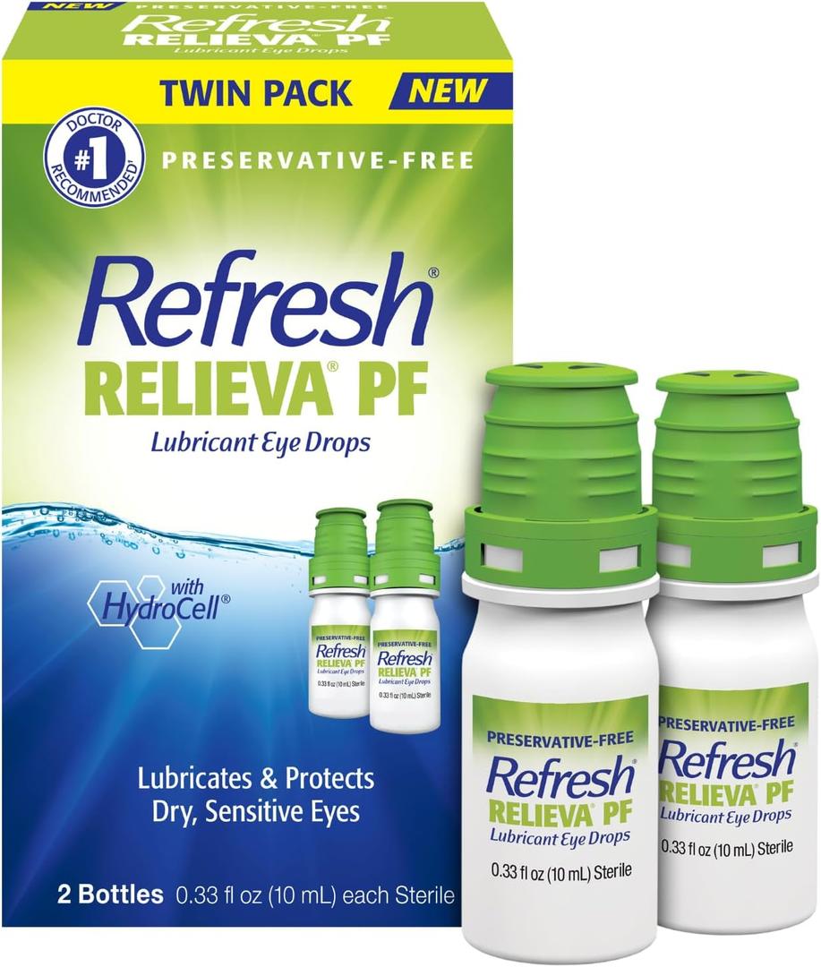 Refresh Relieva PF Preservative-Free Artificial Tears Lubricant Eye Drops, 2x0.33 fl oz (10 mL), 2 coun