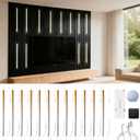 12Pcs 15 Linkable CCT COB Recessed LED Light Bar Kit,2700K~6500K,CR90+,with Rechargeable RF & Alexa Voice Control,for Wood Slat Wall Panel,Home Decor,Cabinet DIY Lighting,Black Channel, Black Channel, 12Pcs*15in/2700K~6500K