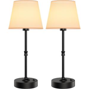 EppieBasic Cordless Table Lamp Rechargeable: Fast Charging & Long Lasting - 2700K Warm Light Vintage Brass Lamps - Dinning Living Room Bedroom - 2 Pack
