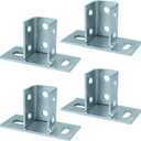 4 Pack 2 Slot U Post Base for 1-5/8" Square Strut Channel, Ground Floors Mount, 3/16" Thick