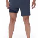 Mens Casual Khaki Golf Shorts 7 Inch Inseam Regular Fit Built-in Liner Stretch Elastic Waistband Zipper Pockets No Pill (38)