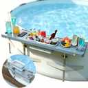 Pool Bar for Above Ground Pool - Poolside Bar with 6 Cup Holders & Ice Bin, 47.2"×11.8" Foldable Above Ground Pool Bar Table, Portable Swim Up Bar, Frame Above Ground Round Swimming Pools Accessories