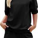 KFUBUO Women's 2 Piece Lounge Sets Summer Matching Outfits Short Sleeve Top and Shorts Loungewear (XX-Large, Black)
