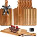 12 Packs Acacia Wood Cutting Board,12 x 6 Inch Plain Chopping Board with Handles Serving Board Wooden Kitchen Cutting Board Bulk with Rope and Plaid Ribbon for Vegetables Meat Pizza Cheese Fruit Bread