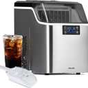 Newair Countertop Clear Ice Maker, 45lbs/Day Ice Cube Machine, Self-Cleaning Function and Custom Ice Thickness, Portable Ice Maker, 24H Timer, Ideal for Home Office and Outdoor Bar, Stainless Steel