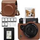 2 x CAIYOULE Camera Case for Fujifilm Instax Mini 99 Instant Camera Bag With Photo Album and Photo Border Sticker - Brown