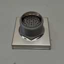 Sharpeye 4 Inch Square Shower Drain with Removable Tile Insert Grate, Brushed 304 Stainless Steel Square Shower Floor Drain, Includes Hair Strainer, CUPC Certified