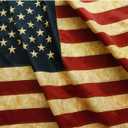 ANLEY Vintage Style Tea Stained American Flag 3x5 Foot - Embroidered Stars and Sewn Stripes - 4 Rows of Lock Stitching - Antiqued US National Banner Flags with Brass Grommets 3 X 5 Ft
