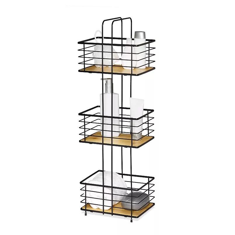 Splash 3-Tier Floor Caddy With Bamboo Shelves