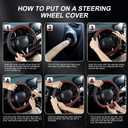 SEG Direct Steering Wheel Cover for 14.5-15 inch Wheels, Breathable PU Leather with Perforated Sides, Anti-Slip Grip, Universal Fit for Cars & SUVs, Black and Burgundy