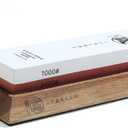 MITSUMOTO SAKARI Japanese Knife Sharpening Stone, Professional Kitchen 1000/3000 Grit Knife Sharpener Stone, Non-Slip Wooden Seat whetstone knife sharpener