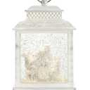 DEMDACO Distressed White Nativity LED 10 x 6.25 Acrylic Musical Snow Globe Christmas Lantern Plays Silent Night Away in A Manger