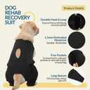 ROZKITCH Post Surgery Dog Recovery Suit with Ice & Heat Pack Pockets, Waterproof Neoprene Material, Hind Leg Support, Adjustable Back Closure for Large Dogs, Black Large