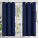YoungsTex Navy Blue Blackout Curtains 48 Inches Length 2 Panels - Short Thermal Insulated Window Drapes with Grommet Room Darkening for Bedroom Basement Kids Office, 42 x 48 Inch