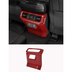 Savadicar Red Carbon Fiber Interior Accessories - Rear Center Console Panel Trim Cover for Ford F150 (2021-present) - Premium Texture Interior Decor Upgrade Option, 1 PCs