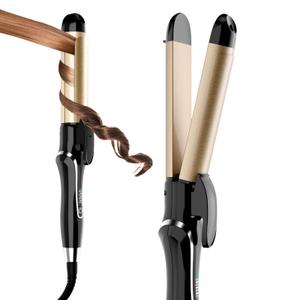 Curling Iron, 2 in 1 Hair Straightener and Curler, 1.25 Inch Ceramic Curling Wand with Adjustable Temperature, Dual Voltage for All Hair Types, Anti-Tangle for Long-Lasting Curls or Straight