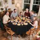 CXPSINC 16 Pack Premium Disposable Plastic Tablecloth 84" Round Table Cover for Birthdays Weddings Christmas Anniversary (Black)