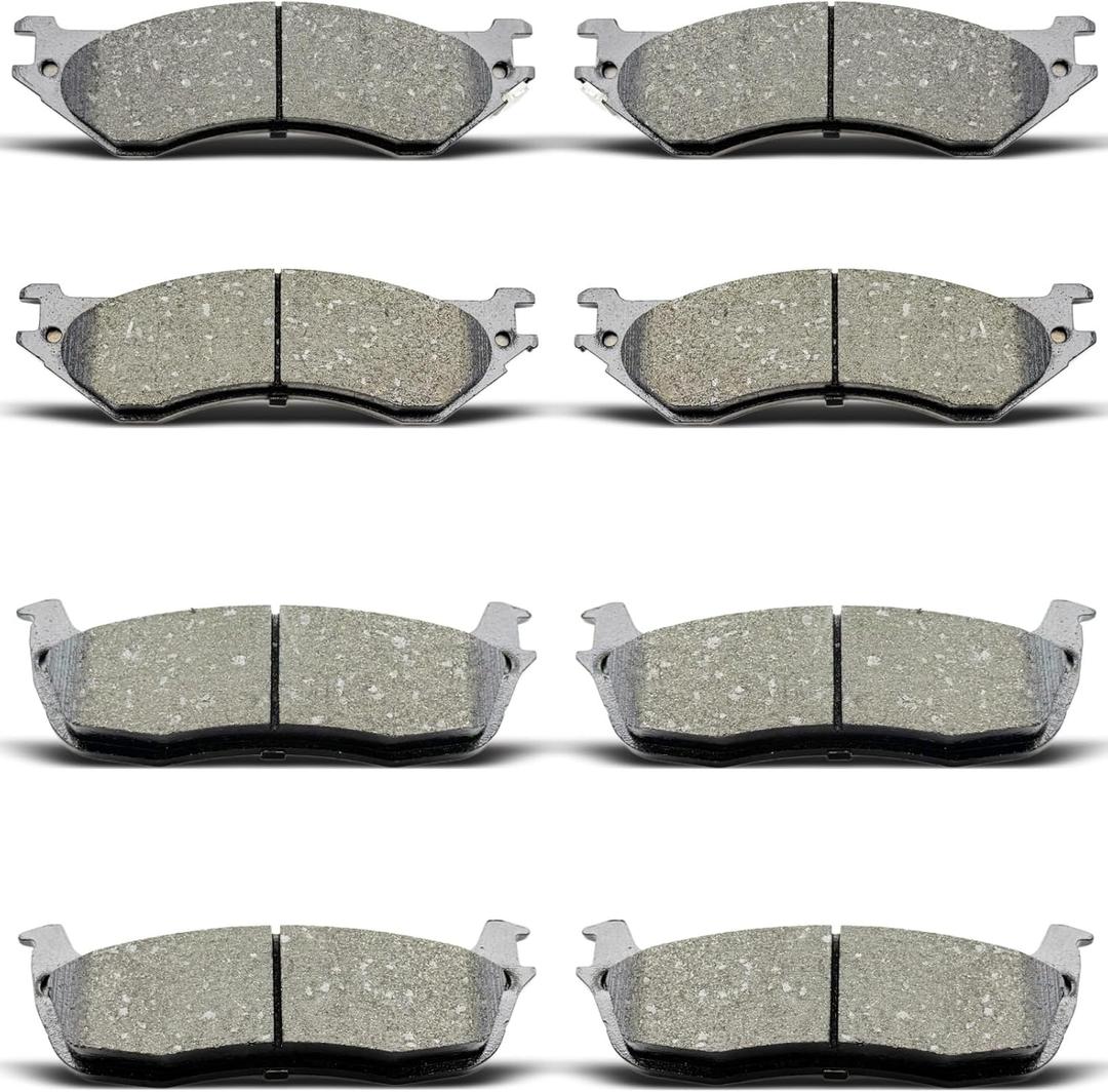 D702 D879 Ceramic Brake Pads Front & Rear Fits 1997-2002 Expedition, 1999-2003 F-150 4WD Disc Only, 2004 Heritage (VIN C), 1997-1999 F-250 LD, 1998-2002 Navigator