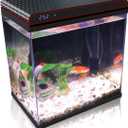 5 Gallon Glass Fish Tank Aquarium Starter Kit - Self-Cleaning, Ultra-Quiet Filter Pump, 3-Color LED Lights, Smart Temp Monitoring for Betta Fish, Shrimp, Kids Gift (Black)