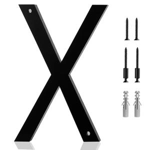 5 Inch Address House Letters and Number X - Easy Installation With Screw Set, Includes Hardware for Flush or Floating Mount, Frosted Matte Black Acrylic Address House Numbers for Door, Exterior, Porch Pack of 2