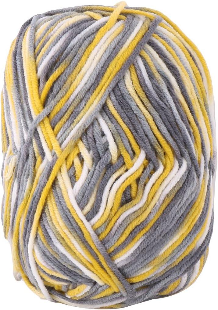 uxcell Cotton Blends Home Handmade Crochet Scarf Gloves Sweater Knitting Yarn Cord 50g Yellow Gray