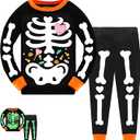 Tkria Kids Pajamas for Boys Skeleton Glow-in-The-Dark Cotton Sleepwear Toddler Clothes Halloween Outfit Size Size 1-12T, Skeleton Candy