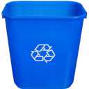Amazon Basics Rectangular Commercial Office Recycling Wastebasket with Recycle Logo, Easy to Clean, 7 Gallon, Blue, Pack of 2