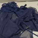 Women's Lingerie Sexy Lace Babydoll Dress Pajamas with Pantie Navy Large, Navy