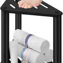 Shower Foot Rest, Shower Stool for Inside Shower, Stainless Steel Waterproof Shower Stool for Shaving Legs - Corner Bathroom Bench Seat with Storage Shelf for Small Shower Spaces (Triangle-black)