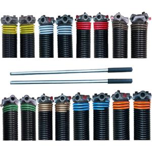 Pair of 2" Garage Door Torsion Springs with Non-Slip Winding Bars, Quality Precision Electrophoresis Black Coated, Minium Life 18,000 Cycles (.218 x 2 x 23)