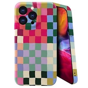 SEized Case Compatible with for iPhone 13 Pro Max Colorful Checkerboard Phone Case 3D Soft Slim Drop Shockproof Case for Girl Women Phone Case for iPhone 13 Pro Max