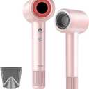 Hair Dryer, High-Speed Ionic Low Noise Blow Dryer with 160000 RPM Motor for Fast Drying, Thermo-Control Portable Hair Blow Dryer with Magnetic Nozzle for Home Travel Salon (P2306F Pink)