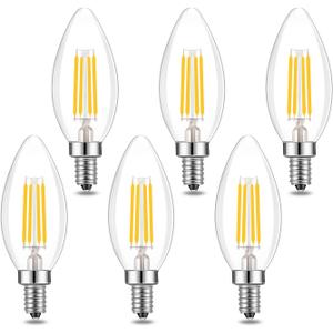 E14 LED Bulb Dimmable,110V 400LM 40W Equivalent Neutral White 4000K,E14 European Base Candelabra Bulbs,C35 Clear Vintage Torpedo Shape Bulb for Chandeliers,Pendant,Ceiling Fan(6-Pack)