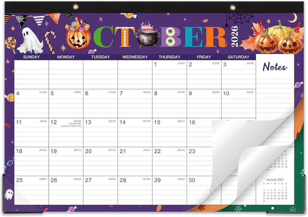 2026-2027 Desk Calendar - 2026-2027 Calendar Runs from January 2026 to June 2027, 18 Months Large 17" x 12" Desktop/Wall Monthly Calendar for Home, School or Office - Theme Pattern