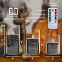 3 x Zevanor Flameless Flickering 3" x4" 5" 6" Clear Plastic Black 11-Key Remote Candles with Light Strings, LED Battery Operated Cycle Timer Pack of 3 Candles for Halloween Festival Decor