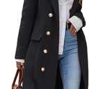 IDEALSANXUN Womens Long Wool Coat for Women Fall Winter Trench Coat Trendy Jackets (Black, M)