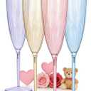 WDF 12PCS Colorful Plastic Champagne Flutes - 6 OZ Colorful Disposable Champagne Flutes - Perfect for Wedding Parties Birthday Valentines Day