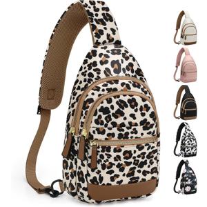 Capolo Sling Bag for Women Men Waterproof Crossbody Bags for Women Trendy Casual Fanny Pack with Convertible Shoulder Strap Chest Bag for Travel Hiking(Leopard, Medium)