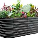 Land Guard 24 Tall Galvanized Raised Garden Bed Kit, Galvanized Planter Garden Boxes Outdoor, Oval Large Metal Raised Garden Bed for Vegetables (Dark Gray, 422ft)
