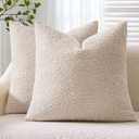 ANRODUO Pack of 2 Textured Boucle Throw Pillow Covers Soft Beige Euro Decorative Accent Solid Pillow Cases Cozy Modern Couch Cushion Case for Chair Sofa Bedroom Living Room Home Decor, 22 x 22 Inch