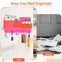 Acrylic Key Holder Wall Mount Mail Organizer for Wall with Shelf Storage Drawer and 5 Hooks, Neon Pink