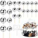 23 pcs Disco Ball Cupcake Toppers Happy Birthday Cake Topper 1970s Disco Ball Cake Picks Disco Theme Party Decorations for Birthday Party Favor