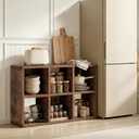 LUCKLIFE 6-Cube Storage Organizer, Stackable Modular Bookcase Shelf with Vertical or Horizontal Use, Vintage Brown