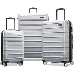 Samsonite Omni 2 Hardside 3 Piece Set - Includes Global Carry-On, Medium, & Large Checked Suitcases - 360 Dual Spinner Wheels - Integrated TSA Lock & Expansion - Artic Silver