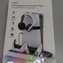 PS5/Slim/Pro Stand for Disc & Digital Console, PS5 Cooling & Charging Station with RGB Lights, PS5 Controller Charger Built-in 3 Level & AUTO Adjustable Fan, PS5/Slim/Pro Accessories Comes 3 USB Ports (Black & White)