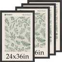 24x36 Poster Frame 4 Pack, Textured Black Wood Picture Frame, Suitable for Photos, Puzzles, Paintings & Maps, Wall Hanging