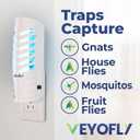 VEYOFLY Fruit Fly Traps for Indoors, Fly Trap Indoor, (4 Device + 12 Refills) Fly Catcher Indoor, Gnat Traps for House Indoor, Fly Trap, Plug in Light Flying Insect Trap, Bug Killer