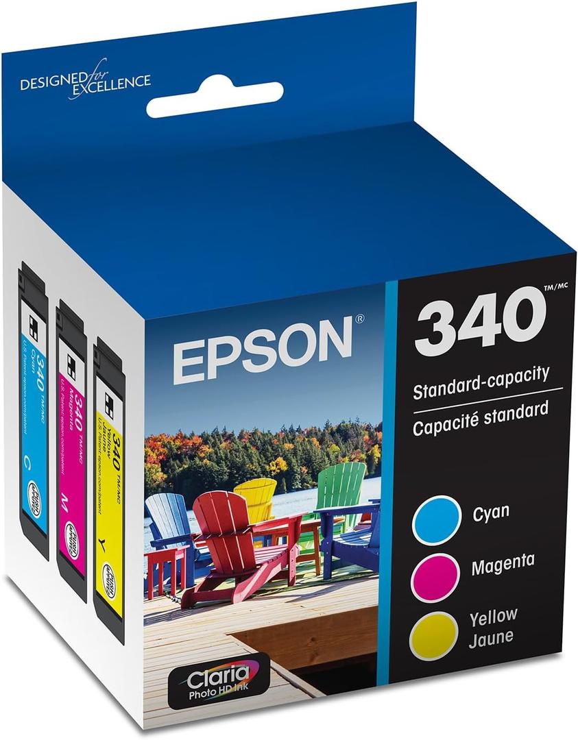 Epson 340 Claria Photo HD Ink Standard Capacity 3 Color Cartridge Combo Pack (T340923-S) Works with Expression XP-8800